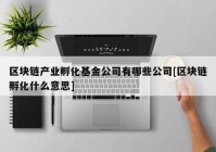 区块链产业孵化基金公司有哪些公司[区块链孵化什么意思]